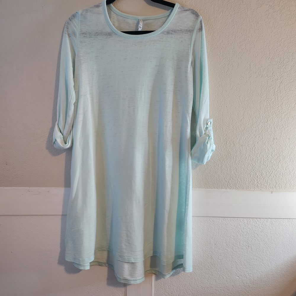 Z SUPPLY  SYMPHONY ROLL TAB SLEEVE SEAFOAM TUNIC COTTON DRESS WOMEN'S SIZE  S